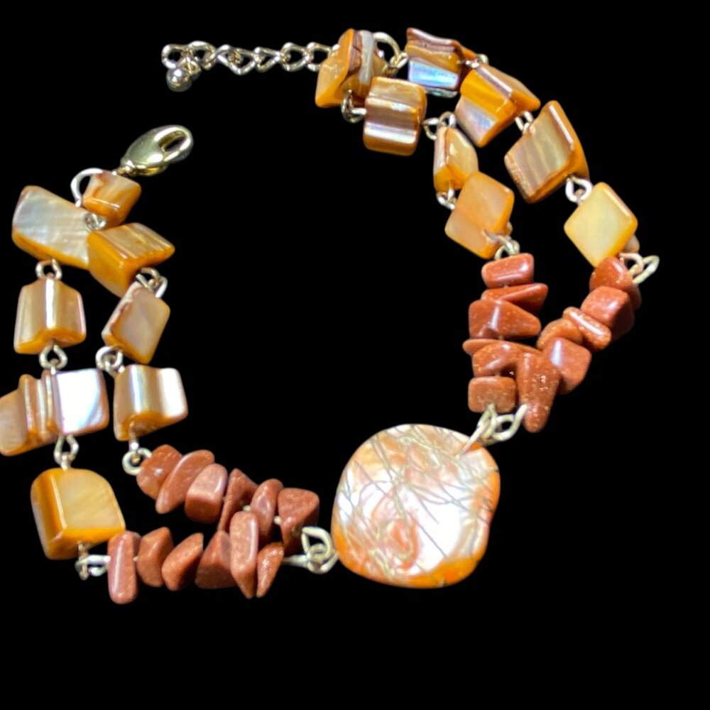 3pc Set Gemstone Chip Stone Shell 27" Pendant Nec… - image 3